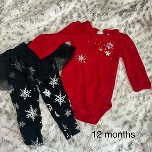 Red and Black Matching Winter set for toddlers. 12M